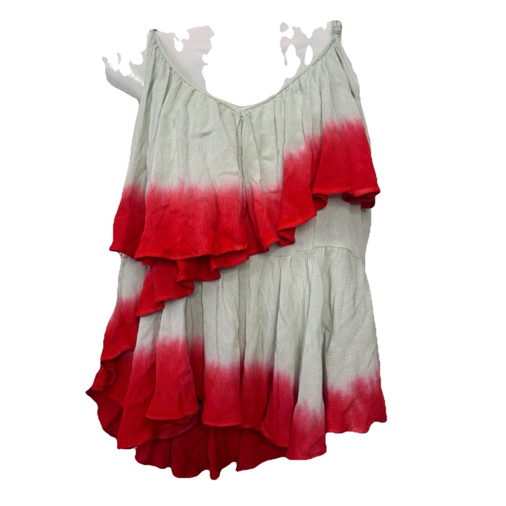Charlie O. by Kinnucan's Women Red & Teal Sleeveless Typ Dye Adjustable Top SM